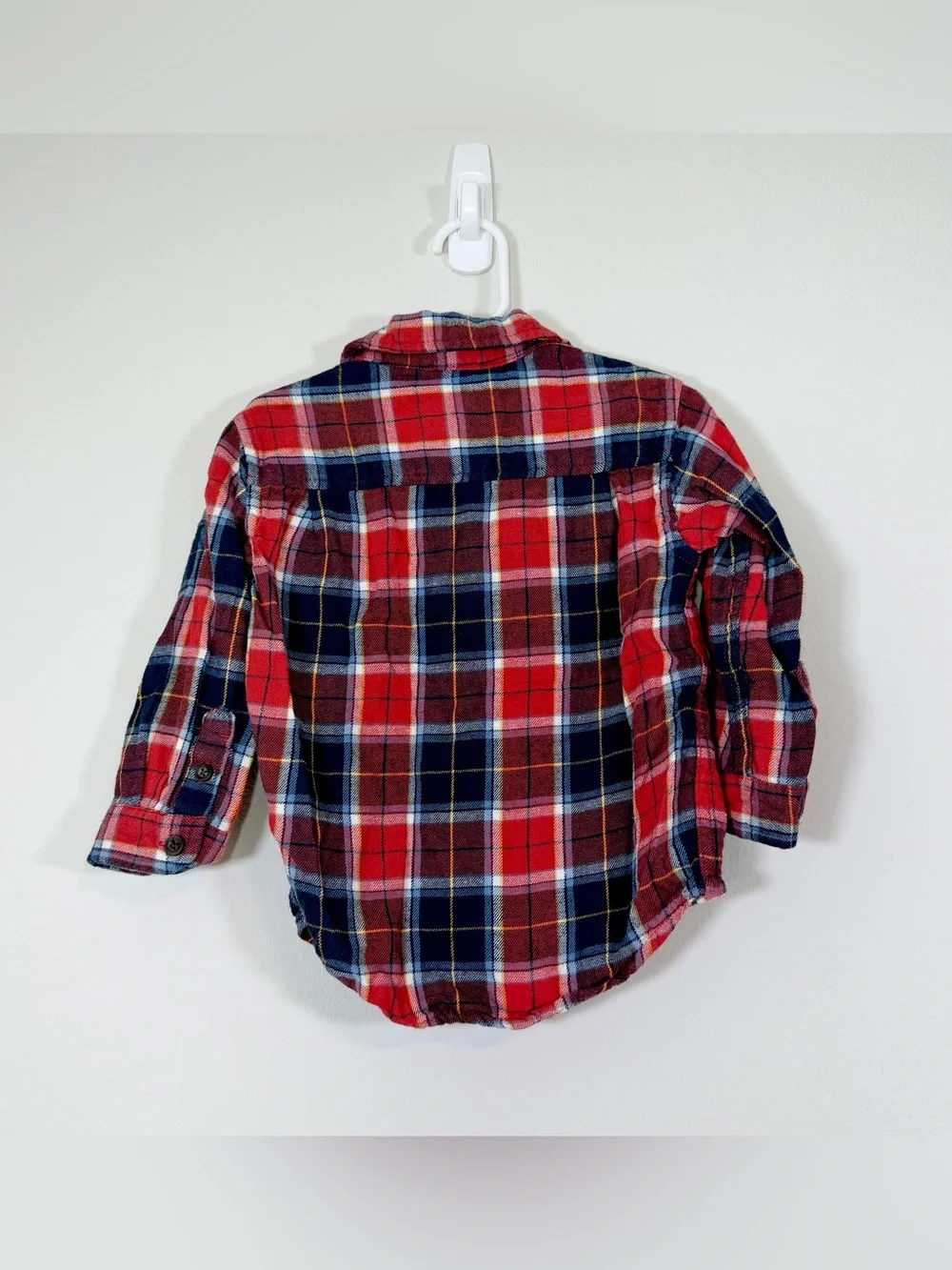 Children Place Shirt Red Navy Blue Plaid Button-Down Flannel Fall Toddler Boy 3T